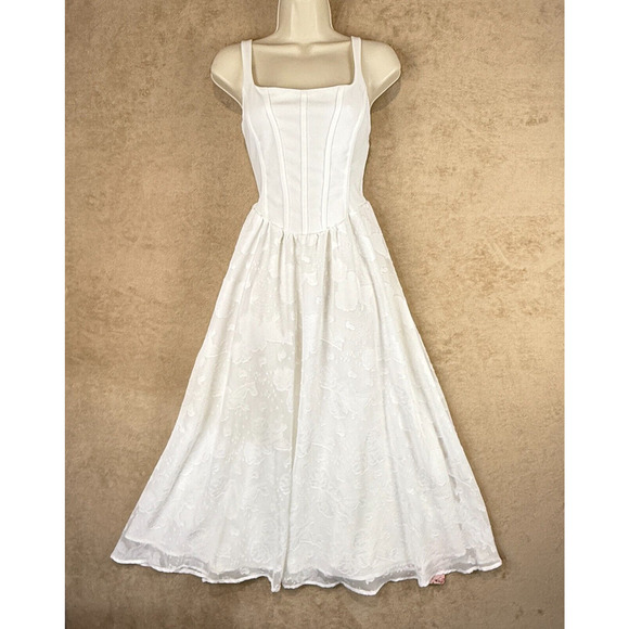 SHEIN Dresses & Skirts - Shein Mod Dress Womens L White Ivory A Line Maxi Corset Bustier Cottage Romantic